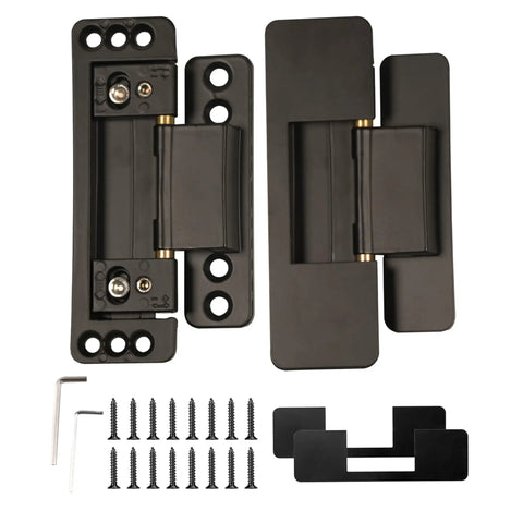 Ultra Thin Hidden Door Hinges Black For Secret Doors Invisible Concealed Butt Hinge Heavy Duty Adjustable Stealth