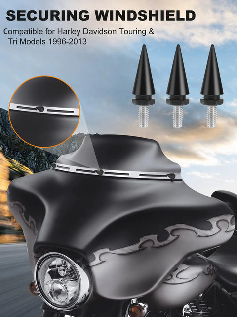 Heavy Duty Harley Touring Windshield Bolts Kit For Electra Glide Street Glide Ultra Classic Ultra Limited Tri Glide 1996 To 2013 Replacement Screws Windshield Fairing Bolts By AILMOTO, installed on motorcycle fairing