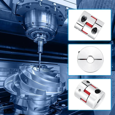 Aluminum Shaft Coupling 8mm To 8mm Flexible Spider Coupler L35mm By D30mm shown in 3D printer CNC milling machine setup