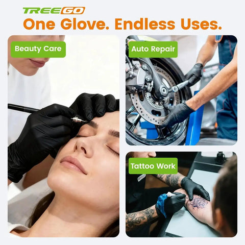 Black Nitrile Gloves 6 Mil Heavy Duty Disposable Textured Grip Powder Free used in beauty care, auto repair, tattoo work