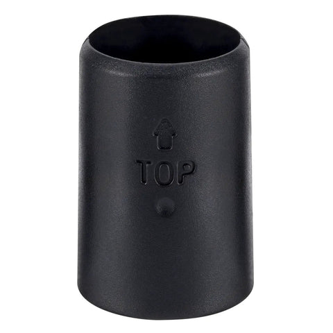 Close-up of black ABS shelf lock clip for 1-inch post, part of 50 Pack Wire Shelf Clips For 1 Inch Post Shelving Black ABS Shelf Lock Clips