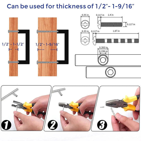 Assembly guide for 30 Pack Solid 5 Inch Center to Center Slim Square Bar Drawer Handles Matte Black for Kitchen Cabinets