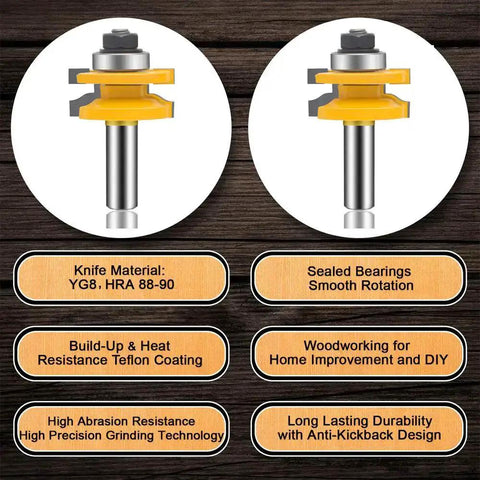 Three Piece Router Bit Set With Half Inch Shank For Round Over Raised Panel Cabinet Doors Ogee Rail And Stile Woodworking Bits