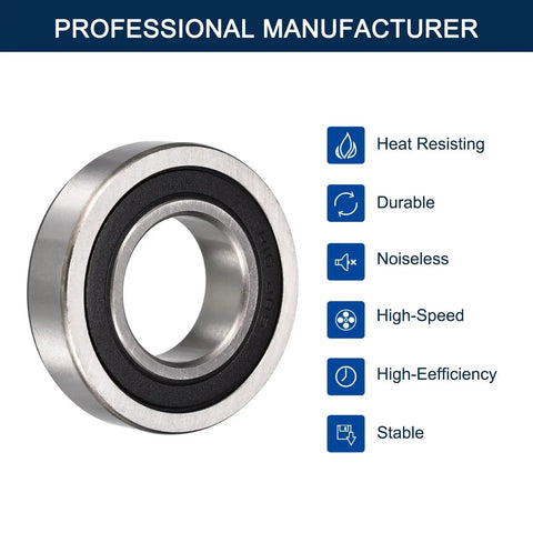 Deep Groove Ball Bearings 1 Inch Bore 2 Inch Outer Diameter Half Inch Width Double Rubber Sealed Chrome Steel