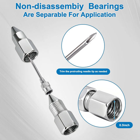 Grease gun needle accessory set, 5 pcs, by Amazon; metal fittings with detachable tip and 2 needle nozzles for tight spaces