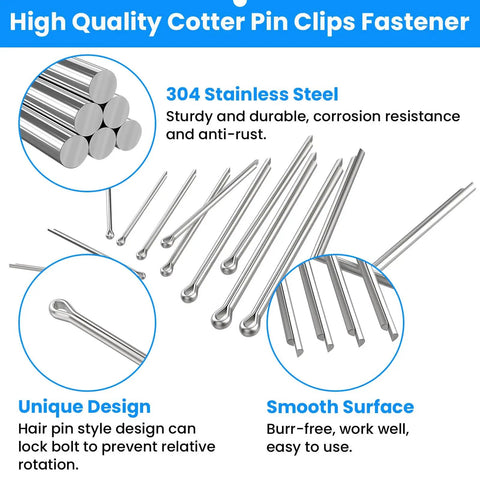 Cotter Pin Assortment Kit With 20 Pieces Of 304 Stainless Steel Hairpin Clips Fasteners In 5 Sizes By SDTC Tech