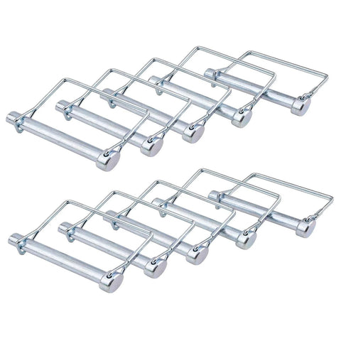 10 Pack Trailer Coupler Pin 3/8 By 3-5/32 Inches Heavy Duty Wire Lock Pins displayed in two rows