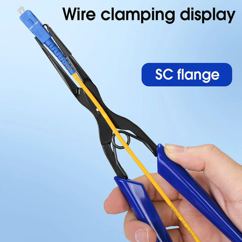 BAOSHLA optical fiber flange pliers with blue handles, long-nose tool for SC/LC connector insertion.