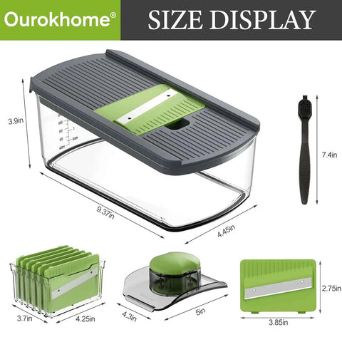 Mandolin Slicer For Kitchen 6 In 1 With 6 Razor Sharp Blades And Expanded Hand Guard Veggie Shredder And Waffle Cutter