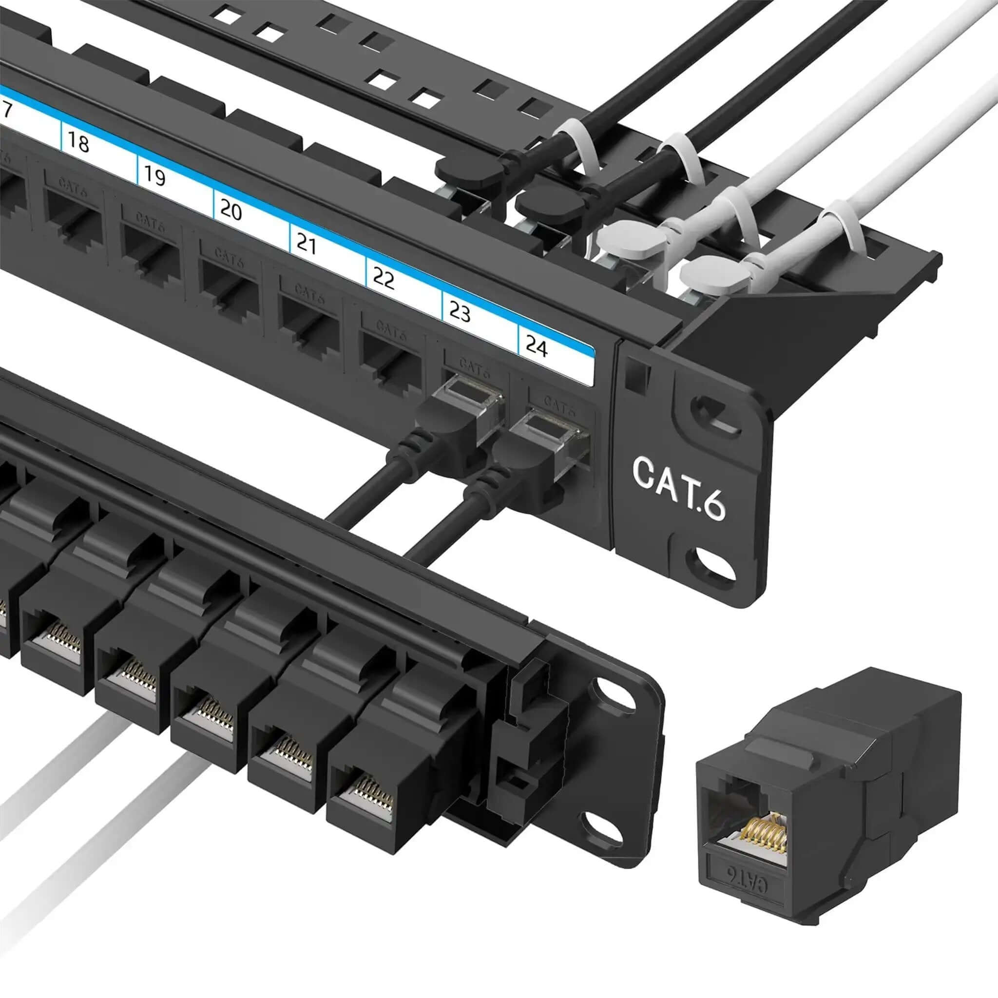 24 Port Pass Through Patch Panel For Rackmount Or Wall...