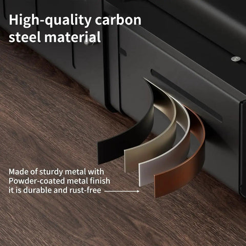 Expandable Under Desk Cable Management Tray Clamp-On For Home Office And Standing Desk, Heavy Duty Carbon Steel Hidden Cord Organizer, No Drill Installation material detail