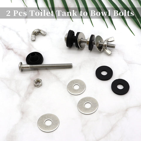 Universal Toilet Tank To Bowl Bolts Kit With Heavy Duty Stainless Steel Bolts Waterproof Rubber Gaskets And Washers Extra Long Nuts
