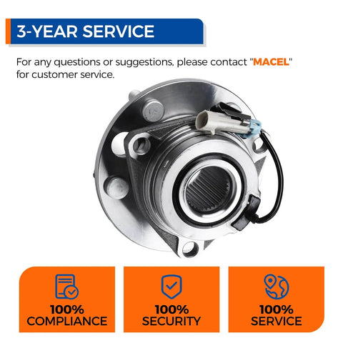 2PCS Front Left/Right Wheel Hub & Bearing Assembly 513087 for 1991 to 1999 GM Vehicles with ABS, three-year service offer