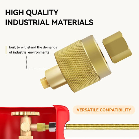 RE7141F Forklift Propane Tank Connector Female Fitting Adapter Valve Leakproof in gold, showing industrial material quality.