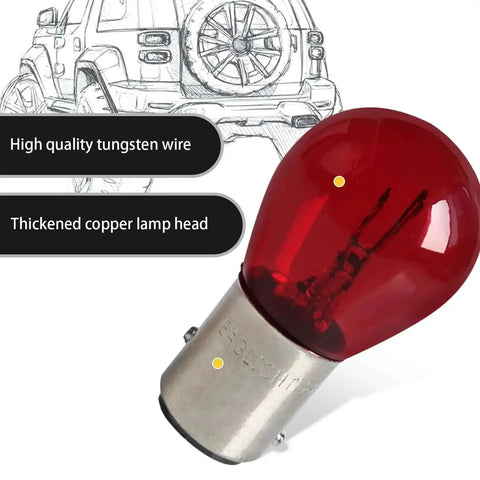 12V 21/5W Halogen Brake Light Bulb With BAY15D Base, Dual High Low Filament, Stable Brightness, Easy Install, Red