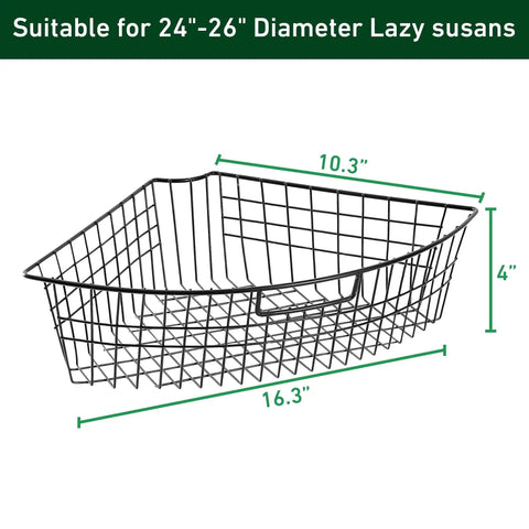 Heavy Duty 24 Inch Lazy Susan Organizer Bins For Corner Cabinets 2 Pack Black Metal Turntable Storage With One Quarter Wedge Can Organizer Rust Resistant Steel Kitchen Storage Leeden