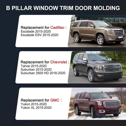 Outer B Pillar Window Trim Molding Replacement for Cadillac ESV Suburban Tahoe compatibility and vehicle models