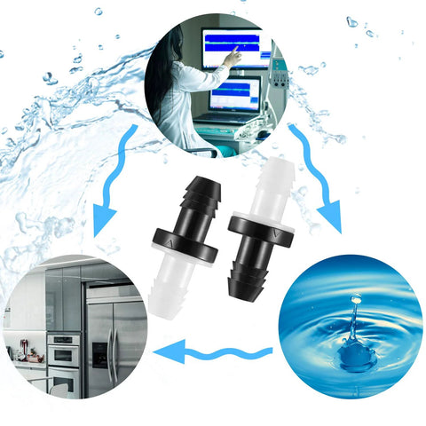 Inline check valves, 6-pack, 3/8 in (10 mm) ABS plug-in, one-way valves for liquids and gas