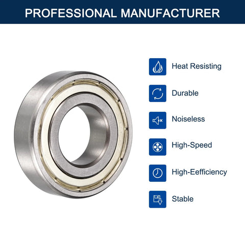 HiPicco 1604ZZ deep groove bearing, chrome steel, double shielded, 3/8 in ID x 7/8 in OD x 9/32 in wide, 10 pcs