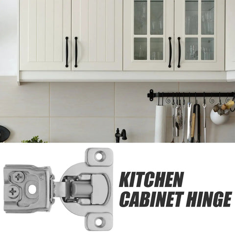3D Adjustable Silent Cabinet Hinges For Frameless Kitchen Cabinets One Inch Short Arm Self Closing With Soft Close Damping Mechanism Hinge Set By Hohopeti shown installed on white kitchen cabinets