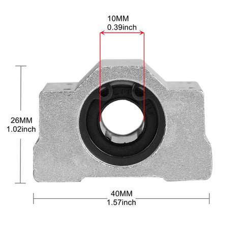 Front view of 4 Pack SCS10UU Linear Motion Ball Bearing Slide Units Bushing 10mm Inner Diameter For CNC Machines And 3D Printers, Aluminum Housing.