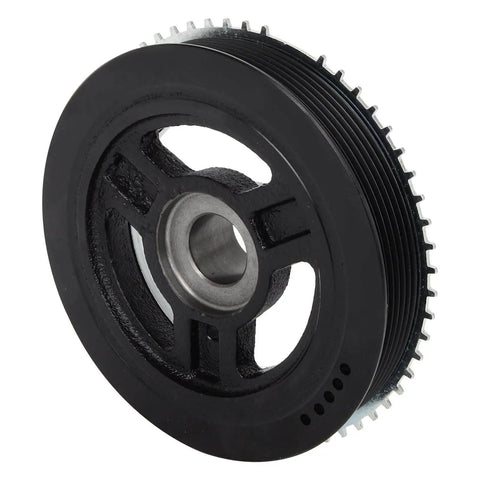 Beefed Up Harmonic Balancer Replacement For Mazda 3 2007 To 2013 Mazda 6 2006 To 2007 And Mazda CX7 2007 To 2012 Crankshaft Belt Drive Pulley Black OE Style close-up