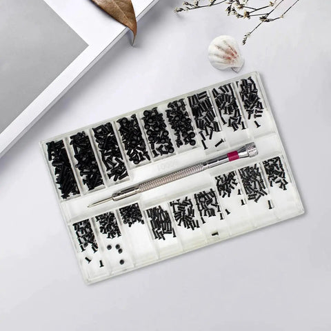 Must Have Micro Screw Kit For Watches Eyeglasses And Laptops, 18 Metric Sizes Including M1.2 M1.4 M2, About 500 Tiny Screws In Well Organized Compartments