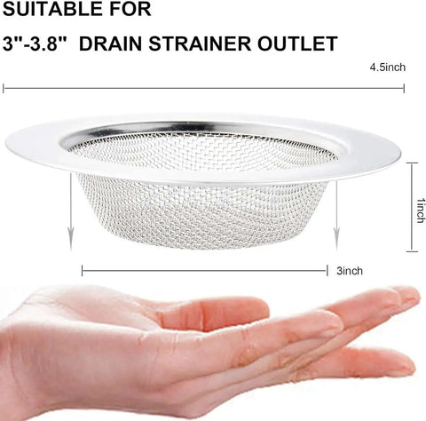 2 Pack Stainless Steel Kitchen Sink Strainers With 4.5 Inch Wide Rim, heavy duty drain filter dimensions