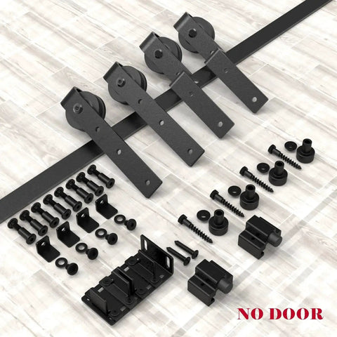 4 Foot Mini Bypass Barn Door Hardware Kit For Two Doors With Premium Carbon Steel Track and screws on display