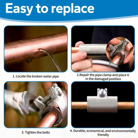 Installing 1 Inch By 3 Inch Stainless Steel Pipe Repair Clamp With One Bolt on copper pipe to fix a leak, easy home and RV repair.