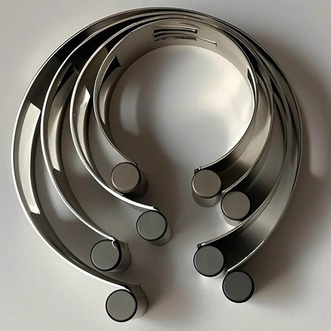Stainless Steel Exhaust Tack Welding Clamp-On Kit For 2 Inch, 2.5 Inch, 3 Inch, And 3.5 Inch Pipes, four-piece set arranged.