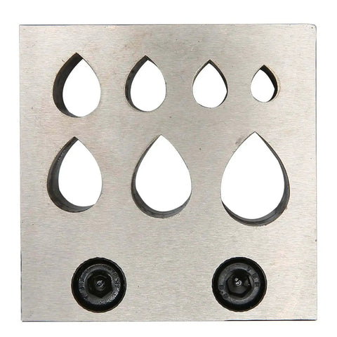 Drop Shaped Disc Cutter Set Pro Grade 45 Steel Jewelry Making Tools With Flat Bottom holes and screws visible
