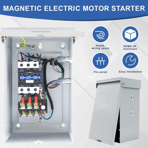 Built Tough 14 And A Half HP Three Phase Magnetic Motor Starter for 208 240 Volt Motors with NEMA 3R enclosure front view