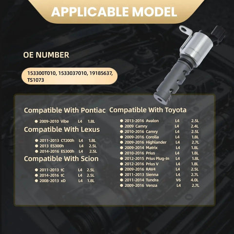 VVT Solenoid For Toyota And Lexus Vehicles Easy Install Compatible With Ct200h Es300h Engine Timing Control Valve Replacement