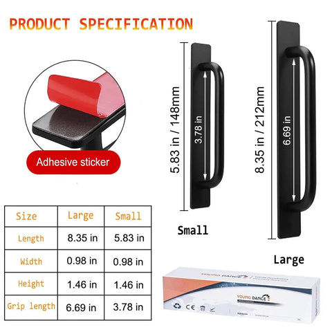 Product specifications of Self Adhesive Cabinet Handles 2 Pack Aluminum Alloy Push Pull Handles for kitchen cabinets, drawers.