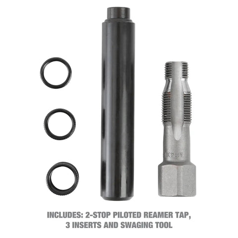 Workhorse Spark Plug Thread Repair Kit With 3 Inserts, 1 Reamer, And Swaging Tool For M14 X 1.25 Spark Plug Threads