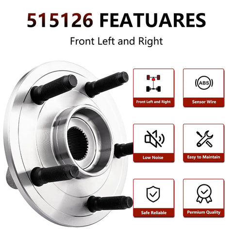 Pair Front Wheel Bearing And Hub Assembly For Dodge Ram 1500 2009 2010 2011 With ABS Direct Fit Replacement Wheel Hub Bearing Kit
