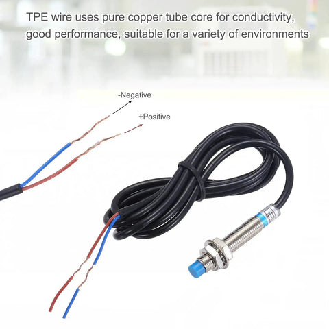 M8 blue head Inductive Proximity Sensor PNP No DC 6 36V 300mA 2mm Sensing Distance Non Contact Metal Detector with wires visible