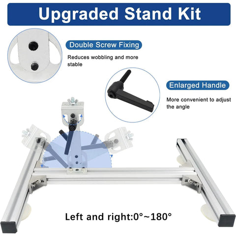 Adjustable 24V Reciprocating Linear Actuator With Remote Control and Speed Controller, shown with upgraded stand kit features.