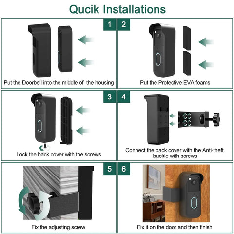 Step-by-step installation guide for Anti Theft Doorbell Mount No Drilling For The Newest Doorbell Camera Second Gen Easy Install Video Doorbell Holder Weatherproof Security Mount To Keep Your Doorbell Safe Works With Most Doors And Frames