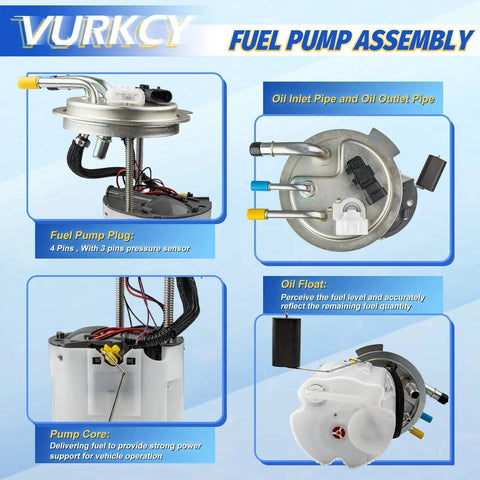 Premium Gas Pump Module Assembly For 2004 To 2007 Cadillac Escalade ESV EXT GMC Yukon XL 1500 Chevrolet Suburban 1500 And Avalanche 1500 With 5 3L Or 6 0L Or 6 2L Engines Replace 88965555 showing components like oil inlet pipe, pump core, and plug.