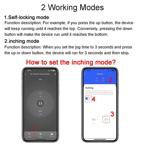 Image showing two phones displaying setup options for DC7-32V WiFi Smart Linear Actuator Controller With Forward And Reverse Relay Works With Smart Life App And RF433MHz Remote Control Up To 328 Feet Bluetooth Ready Compatible With Alexa Google Home And Siri For Easy Open And Close.