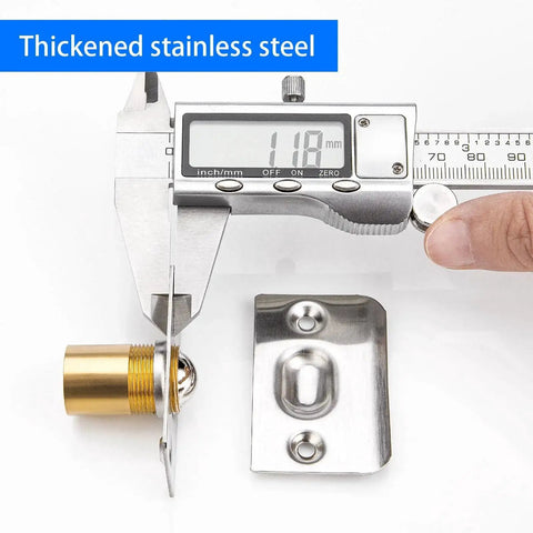 2 Pack Closet Door Ball Catch Hardware Brushed Stainless Steel Drive In Catcher with caliper measurement