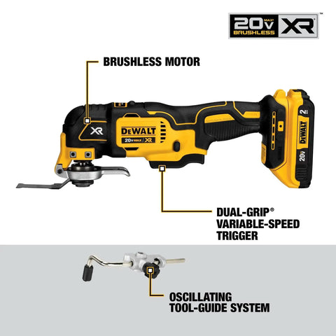 20V Max Cordless Tool Combo Kit with Oscillating Tool and brushless motor with variable speed trigger