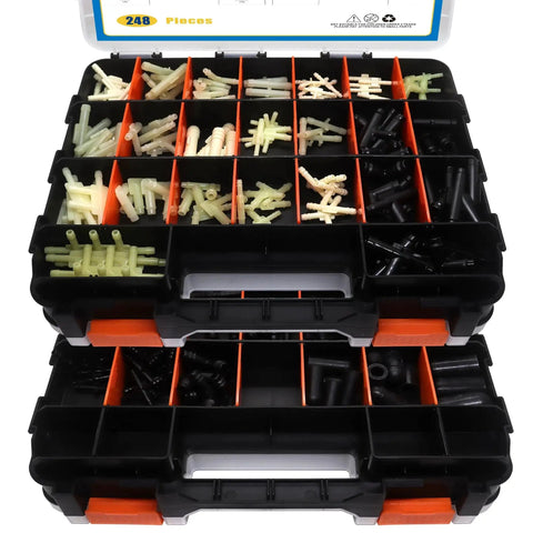 Ultimate Garage Must Have 248 Piece Automotive Vacuum Tubing Connector And Cap Assortment Kit with double-sided organizer