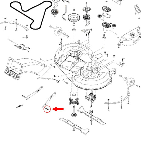 Diagram showing parts for outdoor power equipment, highlighting Heavy Duty Shoulder Bolt Replacement Kit Two Pack, Hardened Steel With Zinc Coating
