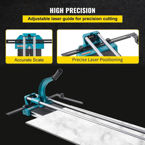 48 Inch Manual Tile Cutter With Laser Guide And Tungsten Wheel For Porcelain And Tile Cutting, all steel frame shown with cutting guide