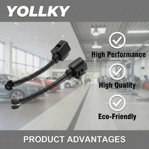 YOLLY two-pack rear brake pad wear sensor cables with black connectors for VW Touareg, Porsche Cayenne and Panamera