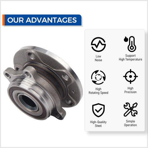 2 Pack Front Wheel Bearing Hub Assembly For Audi And Volkswagen With ABS showcasing advantages like low noise and high precision