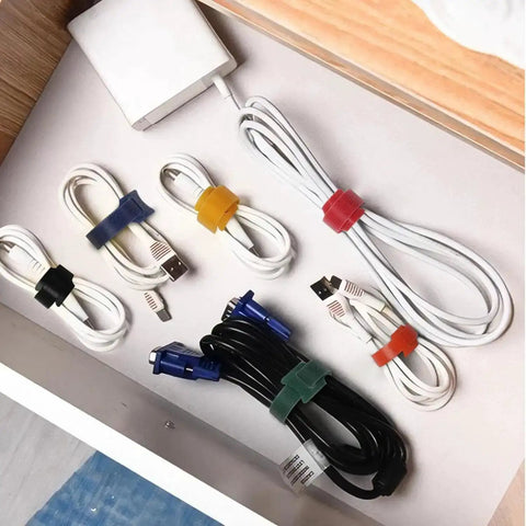102 Piece Reusable Hook And Loop Cable Ties Set, 8 Inch Multicolor Nylon Fabric Fastening Straps for Cable Management